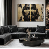 Ježiš Spasiteľ so zlatým krížom | Domaľovaný akrylom a zlatými plátkami